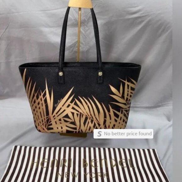 Henri Bendel Black Large Tote Handbag Gold Hardware W/Dust Bag LIKE NEW - Picture 1 of 16